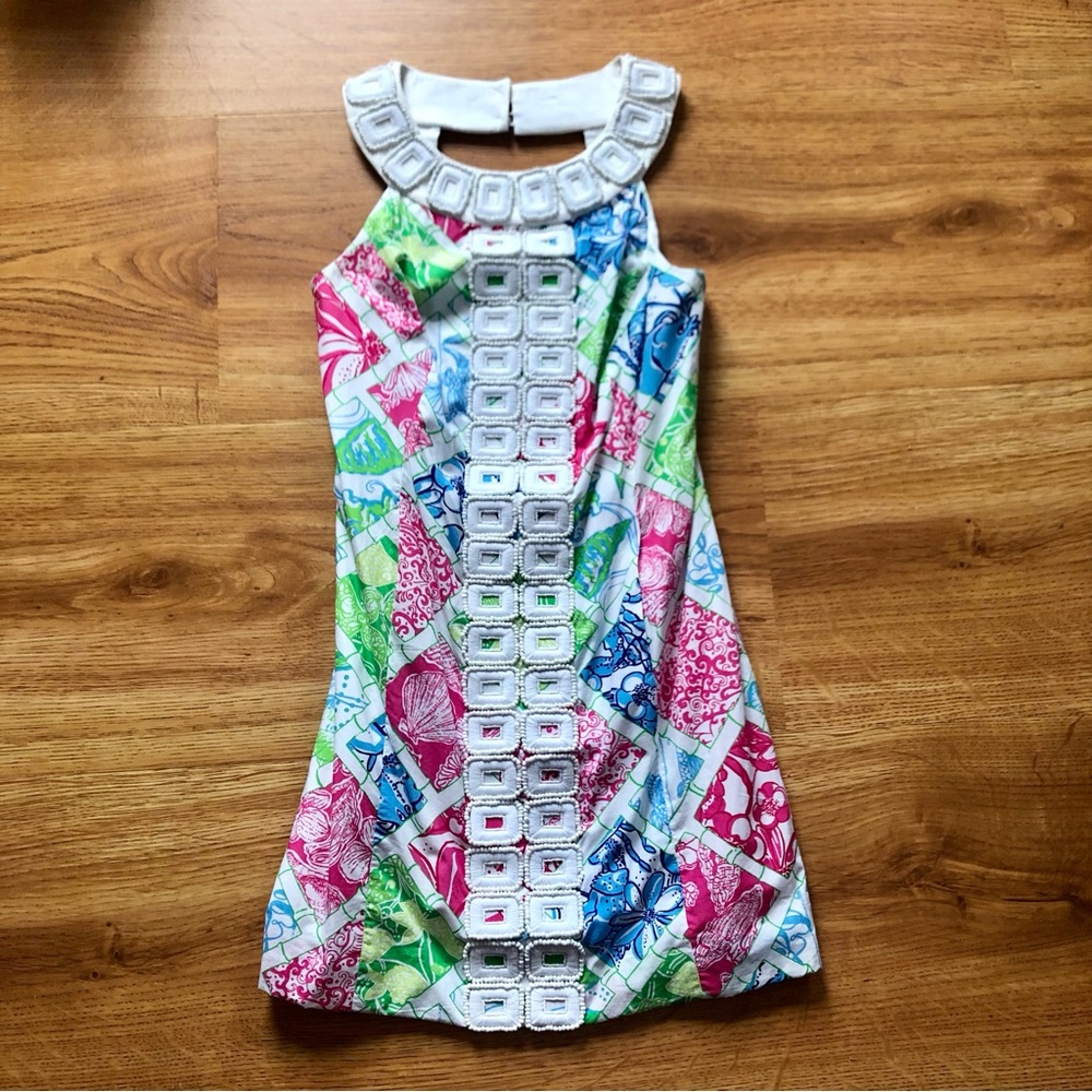 Lilly Pulitzer 50 Jubilee Hollywood Patchwork and Beaded Shift Dress